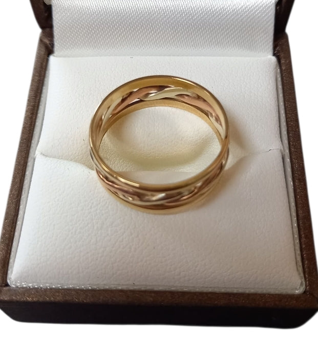 9ct Gold Pattern Ring 3.6g Size-Q