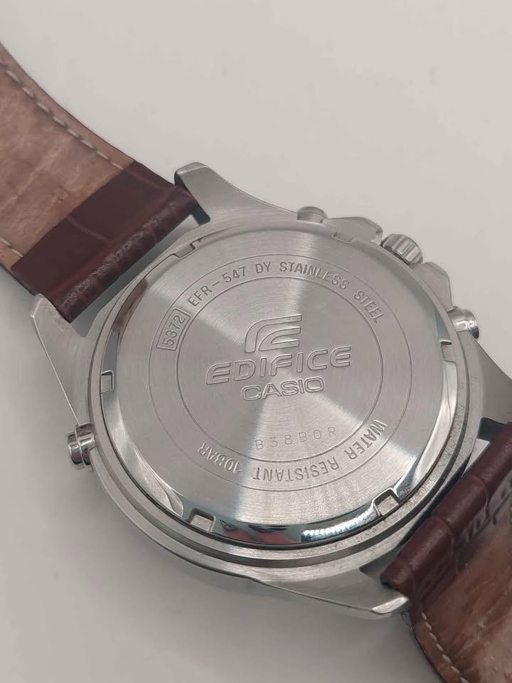 Casio EFR-547 Mens Watch, Brown Leather Strap, Boxed