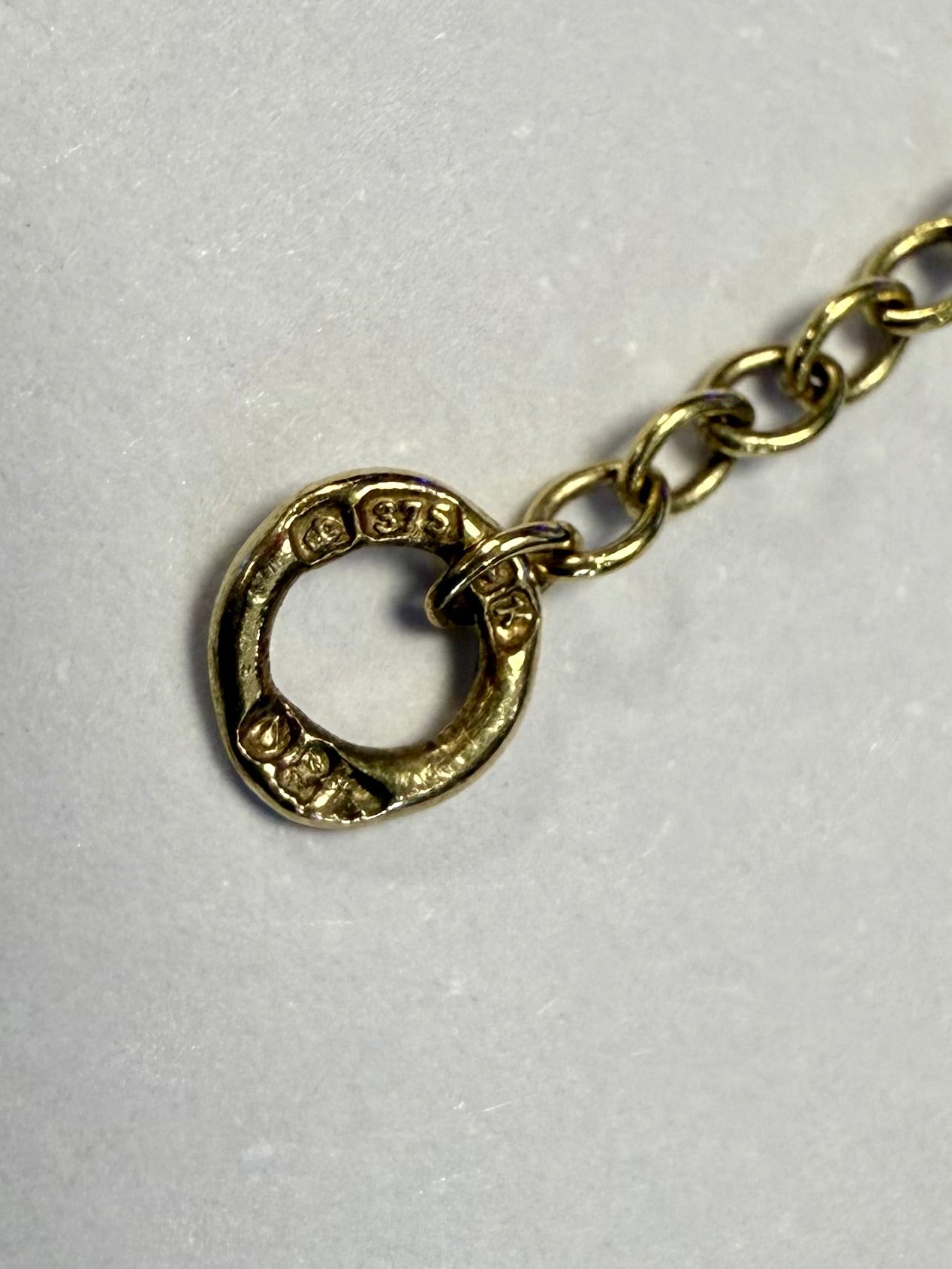 9ct Gold Necklace with Red Stone 16”
