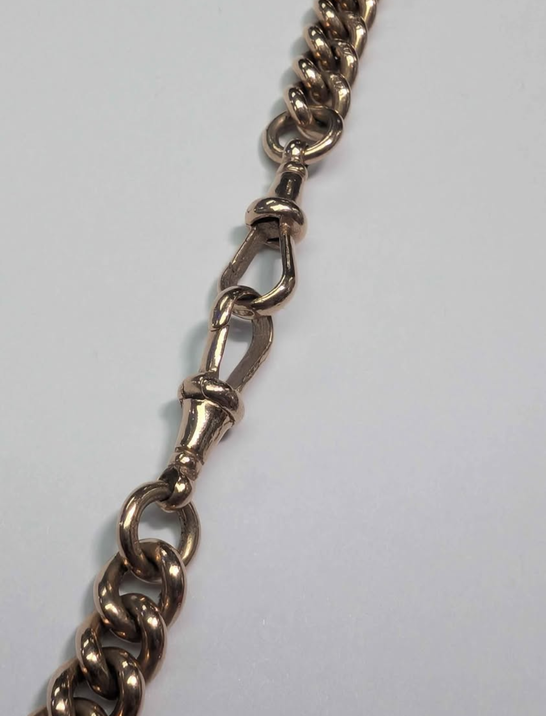 9ct Rose Gold Double Albert T-bar Chain