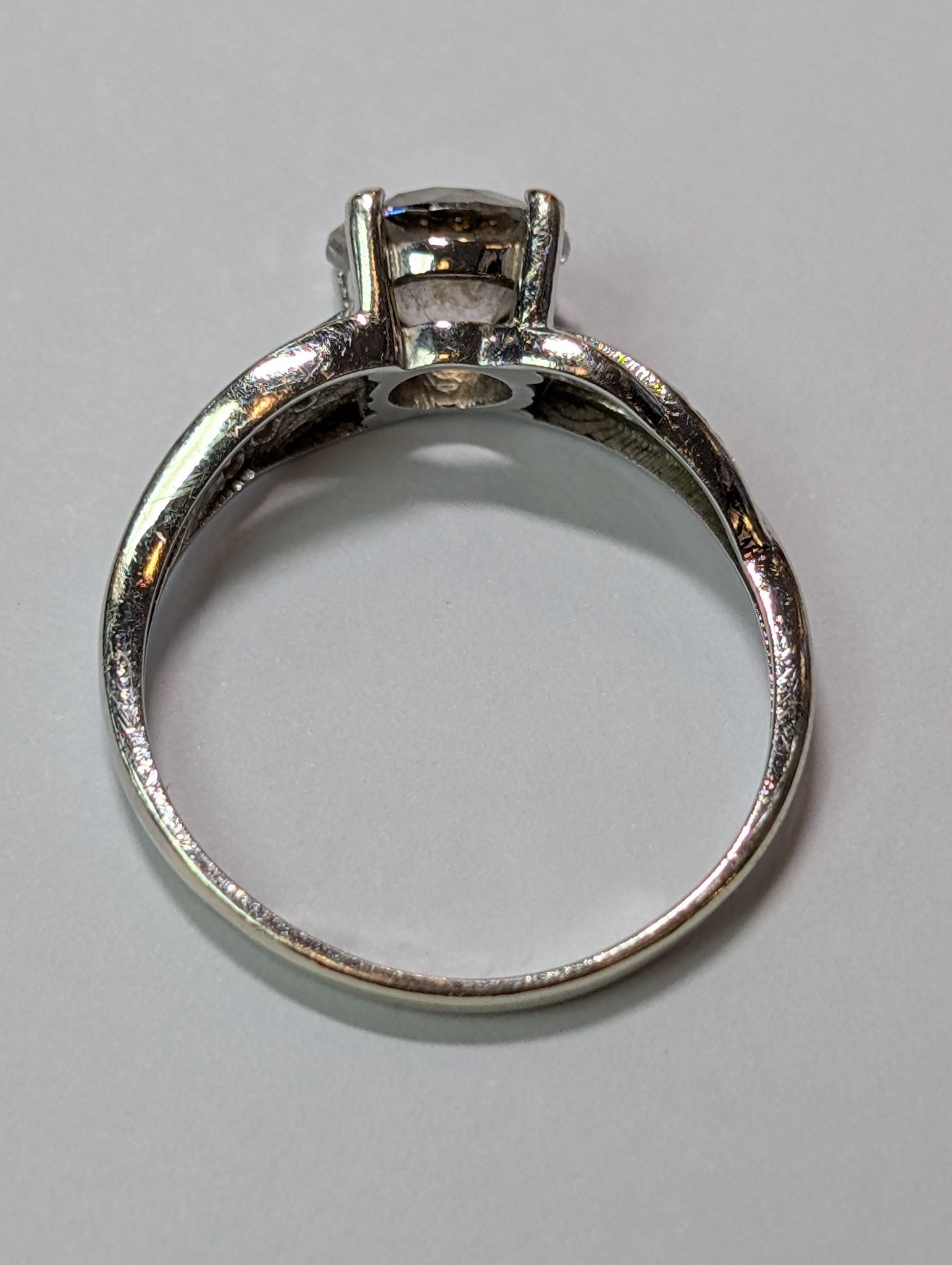 9CT White Gold CZ Ring - Size K 1/2