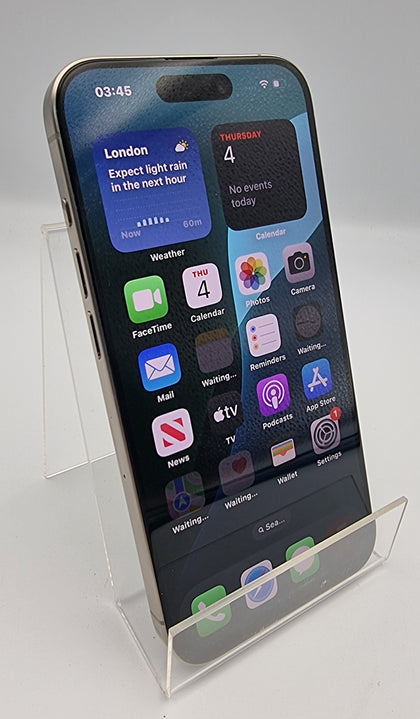 Apple iPhone 15 Pro 128GB grey Titanium smartphone unlocked unboxed (88% batt health)