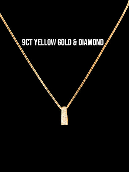 9ct Yellow Gold Fancy Diamond Cluster Necklace 16''