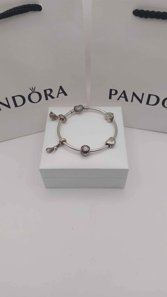 Pandora Bangle plus 5 Charms Boxed 925