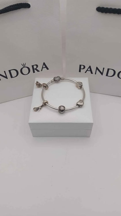Pandora Bangle plus 5 Charms Boxed 925