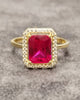 14ct Yellow Gold Red Stone Ring  - Size o
