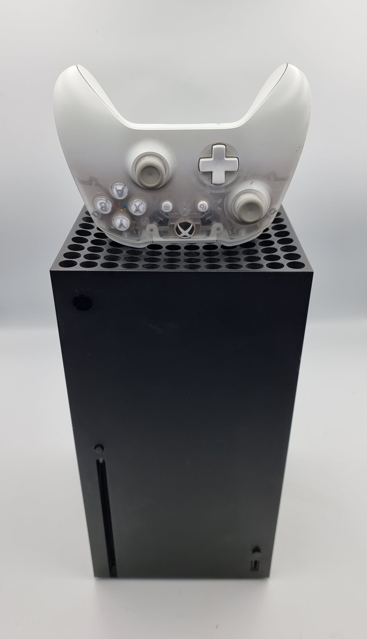Microsoft Xbox Series X 1TB black console with white controller unboxed with all leads