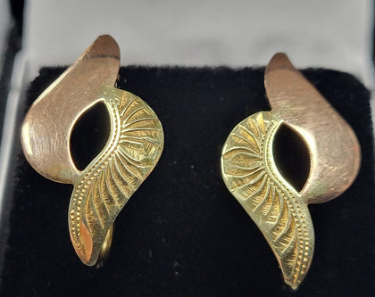 14CT - Yellow/Rose Gold Earrings - 2.18g