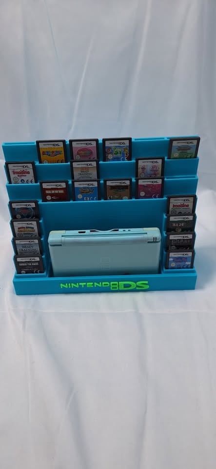 DX BUNDLE Nintendo DS Lite Console - Turquoise Ice Blue - Unboxed - With 19x DS Games & Stand