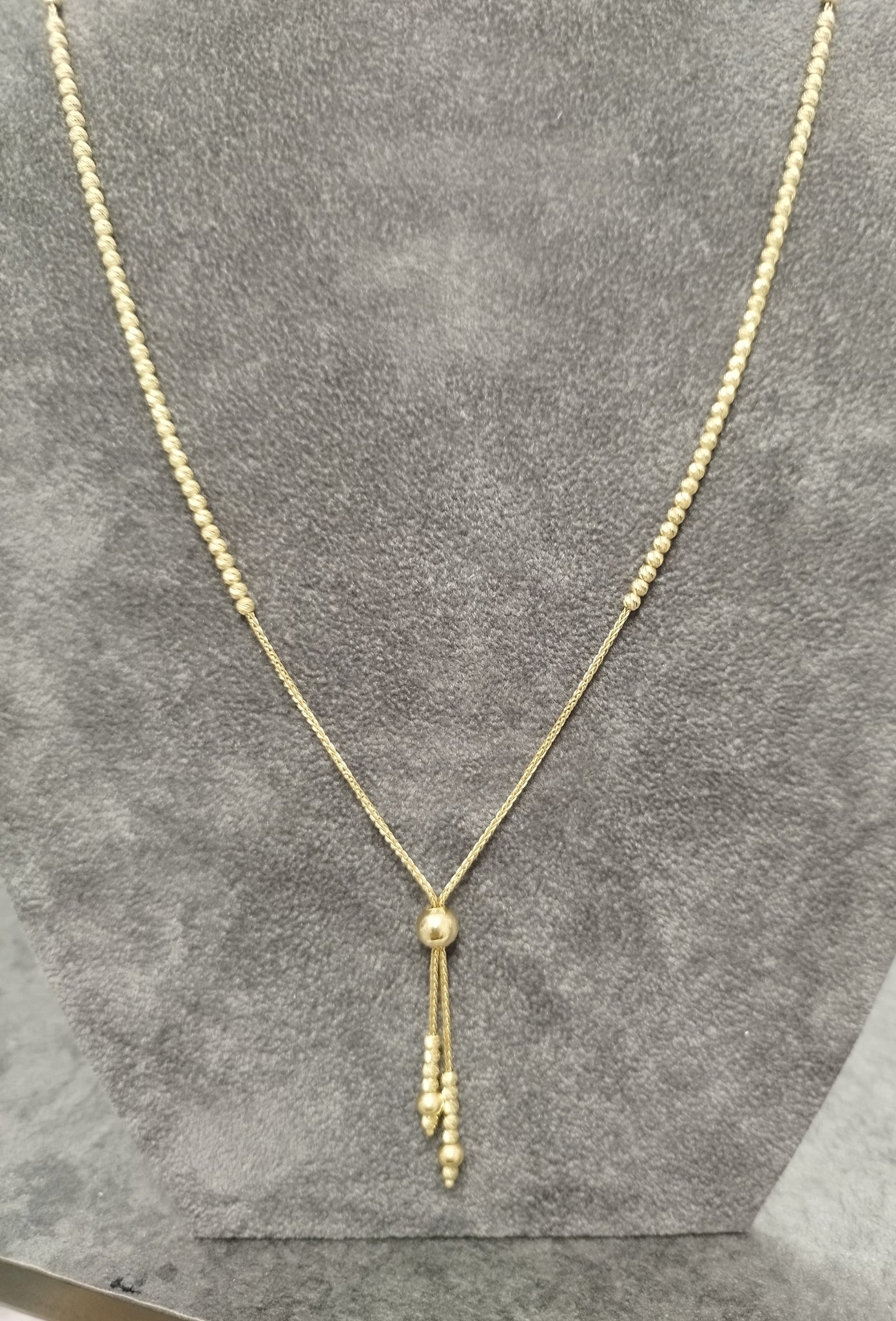 14ct Yellow Gold Elegant Adjustable Tassel Necklace