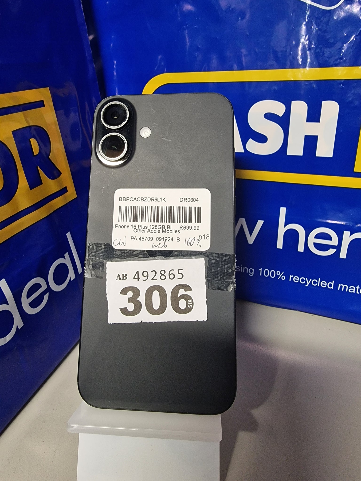 iPhone 16 Plus 128GB Black, Unlocked