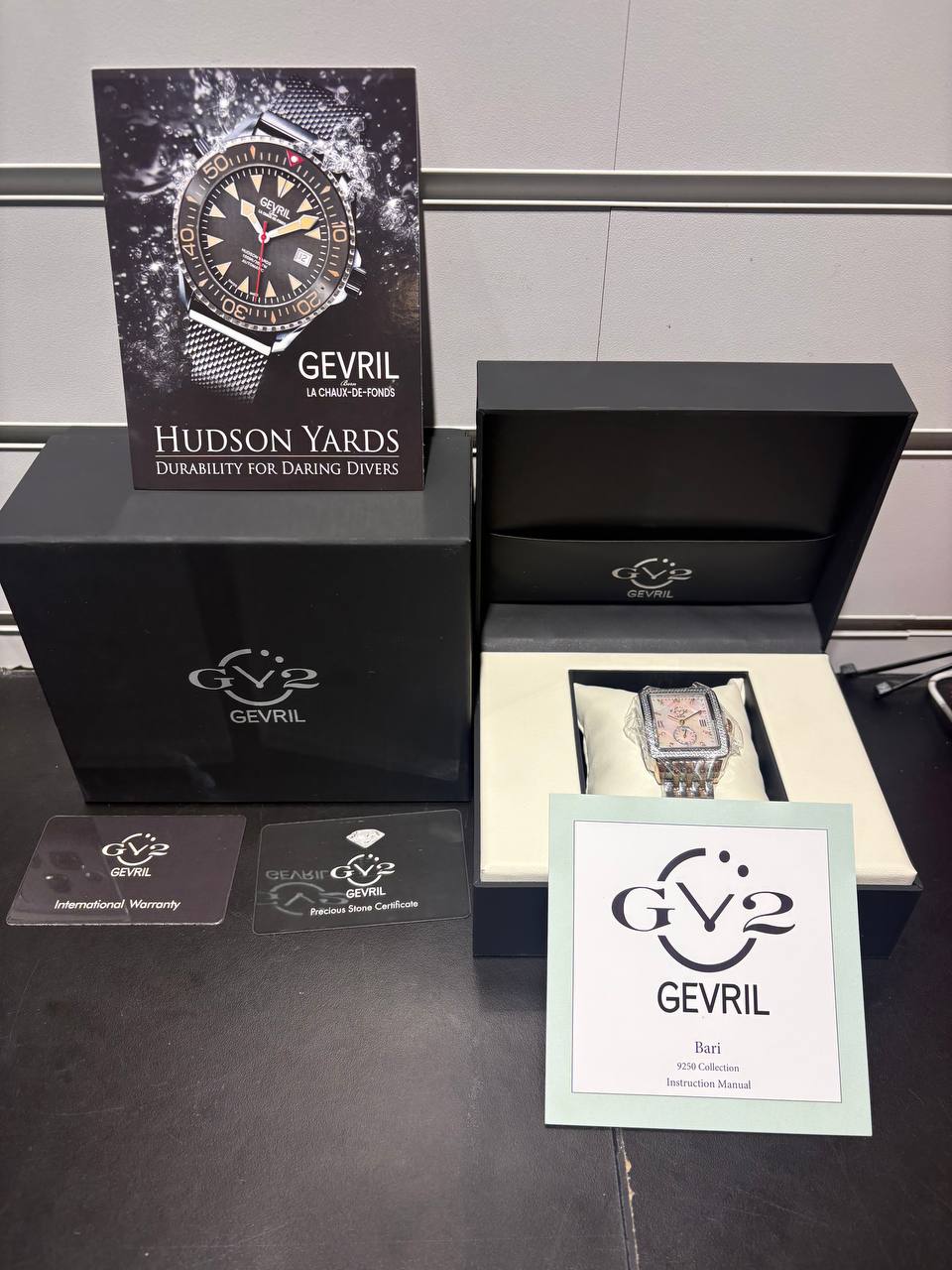 GV2 by Gevril Women's 9254B Bari Diamond MOP Dial Two/Tone Swiss Quartz Watch