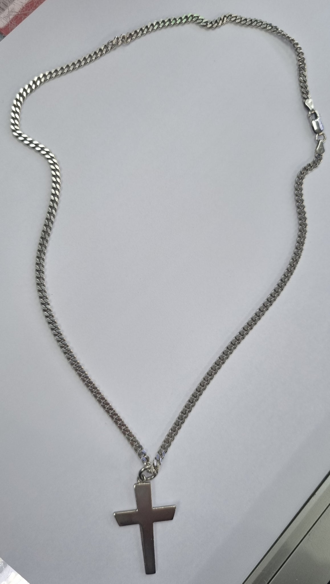 Silver Chain with cross pendant 18"