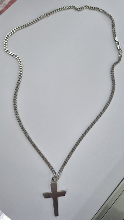 Silver Chain with cross pendant 18