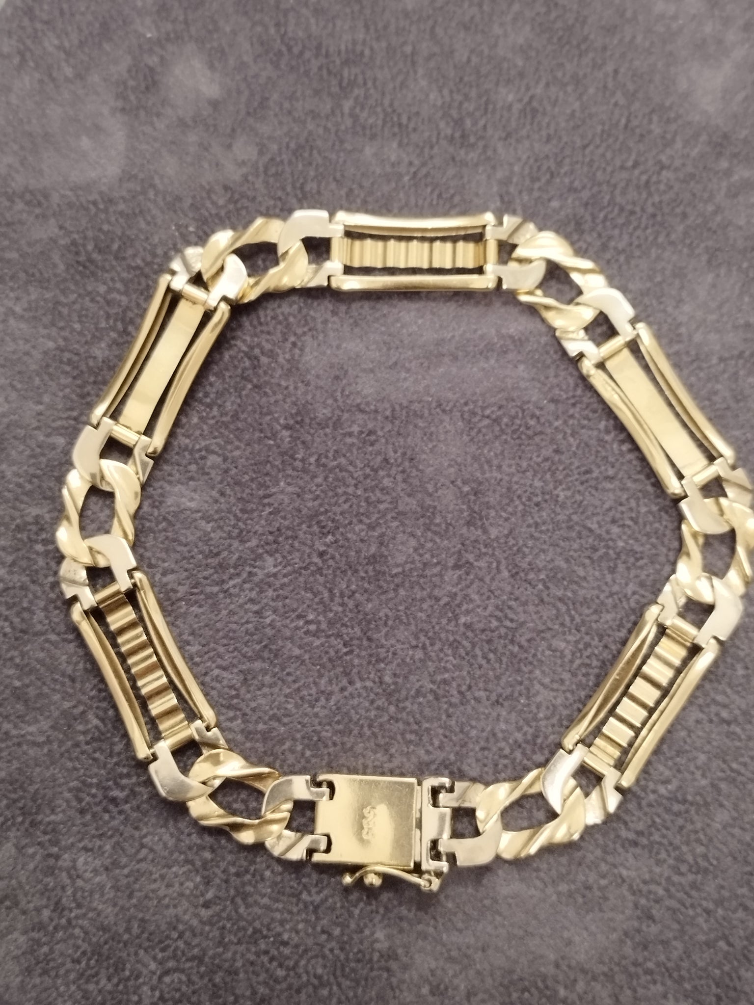 14ct Yellow & White Gold Gents Bracelet - 9"