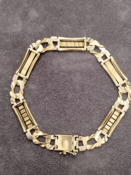 14ct Yellow & White Gold Gents Bracelet - 9