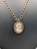 9ct Yellow Gold Square Curb Chain Necklace With Cameo Pendant - 20" Long - 10.98 Grams