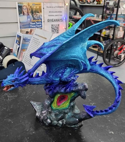 Blue Dragon On Rock Gemstone Decorative Ornament **BRAND NEW BOXED**
