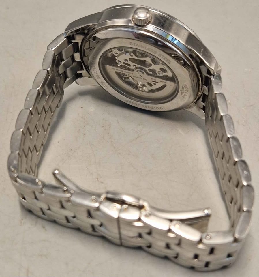 Rotary Men's Skeleton Stainless Steel Bracelet Automatic Watch GB03095/53.