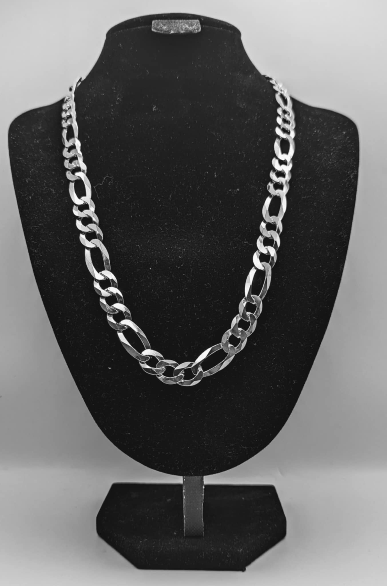 925 SILVER HALLMARKED, FIGARO CHAIN W/ LOBSTER LOCK 67.3G, 24", BOXED *BRAND NEW*