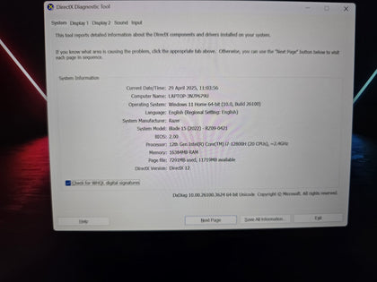 Razer Blade 15 i7-12800H 16GB Ram 1TB SSD RTX 3070Ti 15