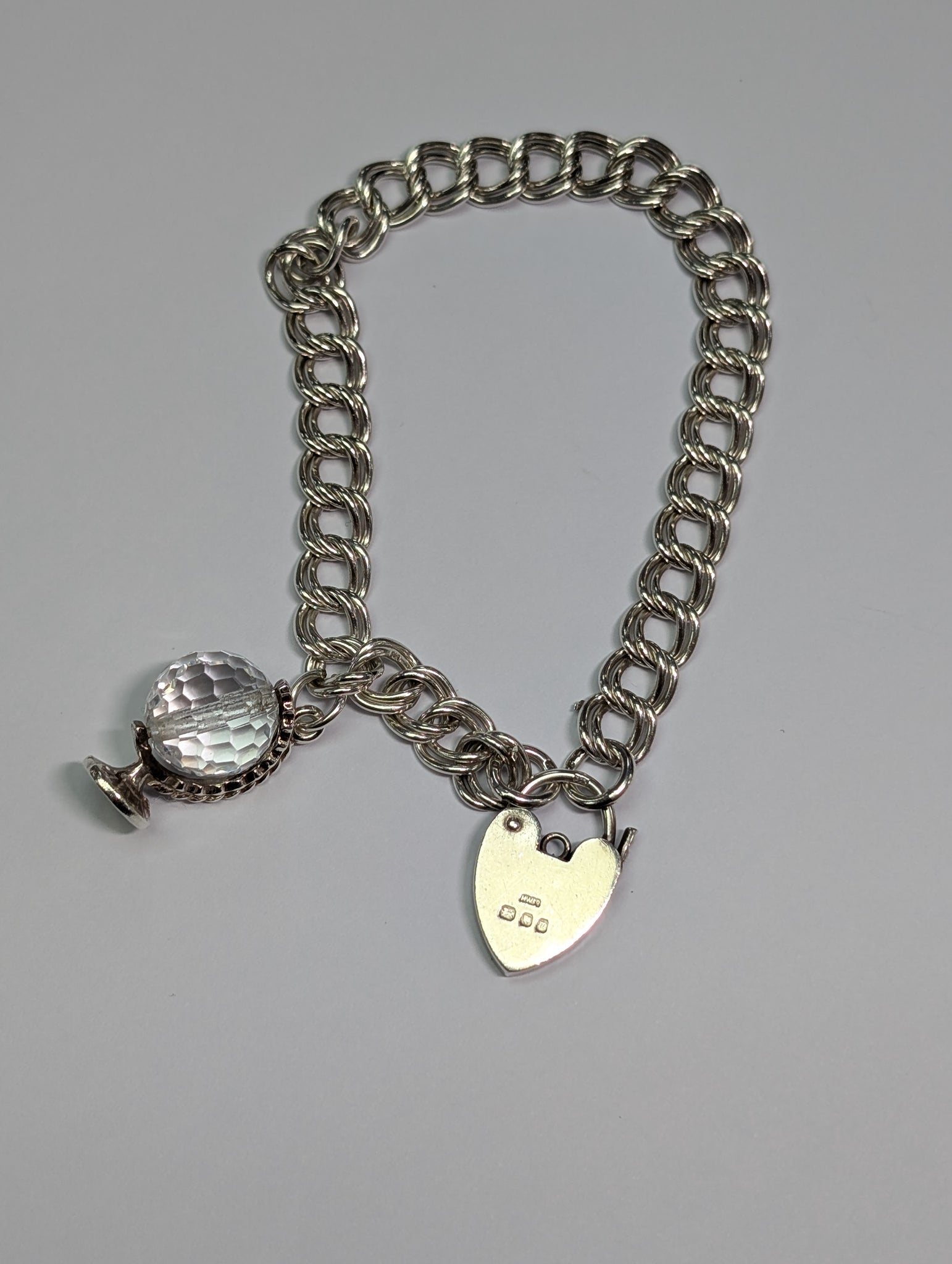 Silver 925 Charm Bracelet With heart lock