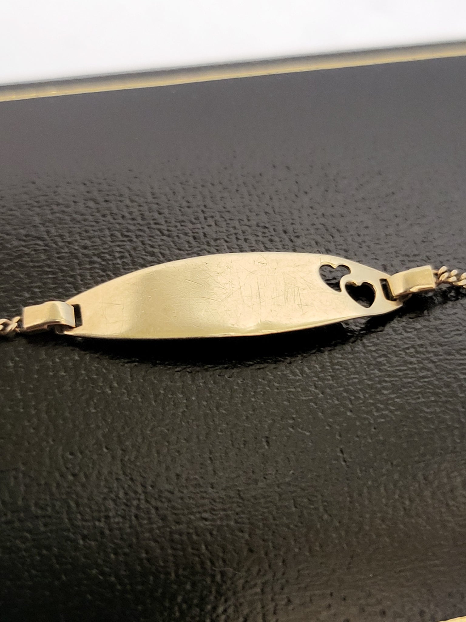 9ct Yellow Gold Delicate ID Bracelet with Heart Feature - 7.5" - 1.39G