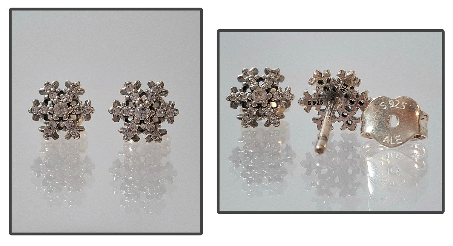 Pandora Sparkling Snowflake Pendant Necklace and Earring Set