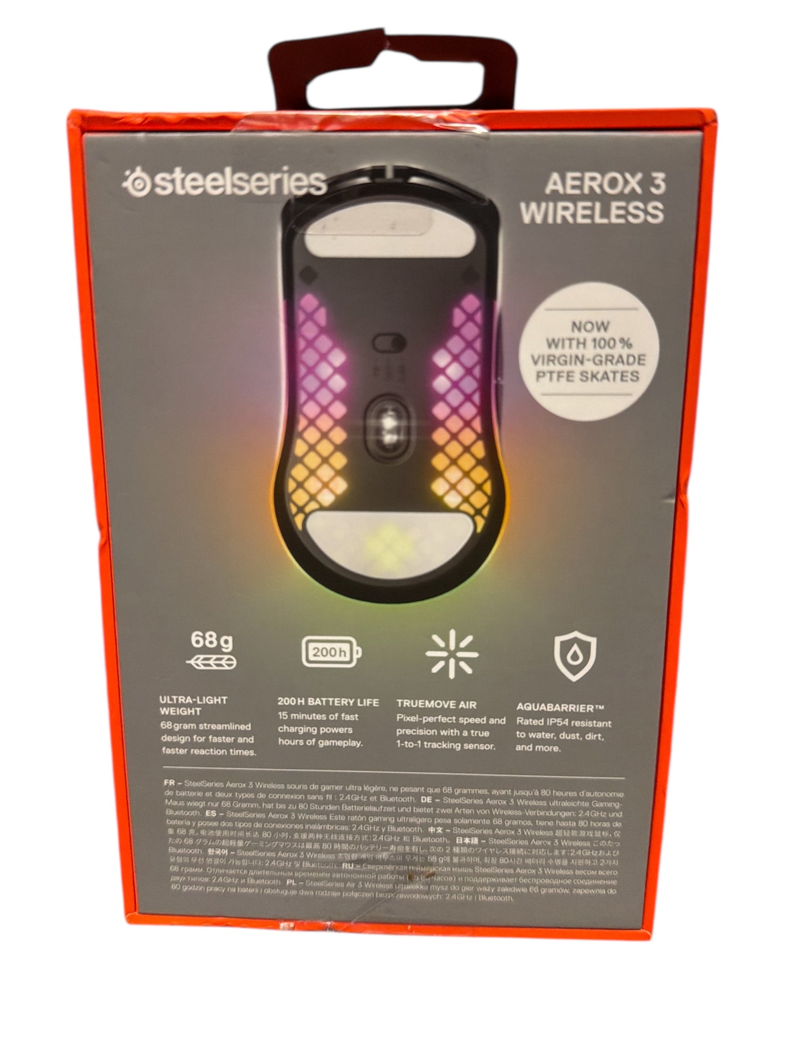 SteelSeries Aerox 3 Wireless - Holey RGB Gaming Mouse - Ultra-lightweight Water Resistant