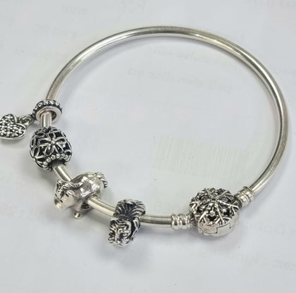 Pandora Bangle with 4 charms
