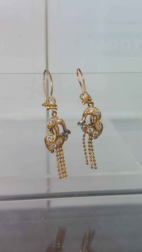 916 22K YELLOW GOLD, BALI DROP EARING, HOOK LOCK, 4.07G, BOXED, PRE OWNED