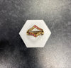22ct Gold Red Stone C/Z Wishbone Ring (Size L) 3.26g