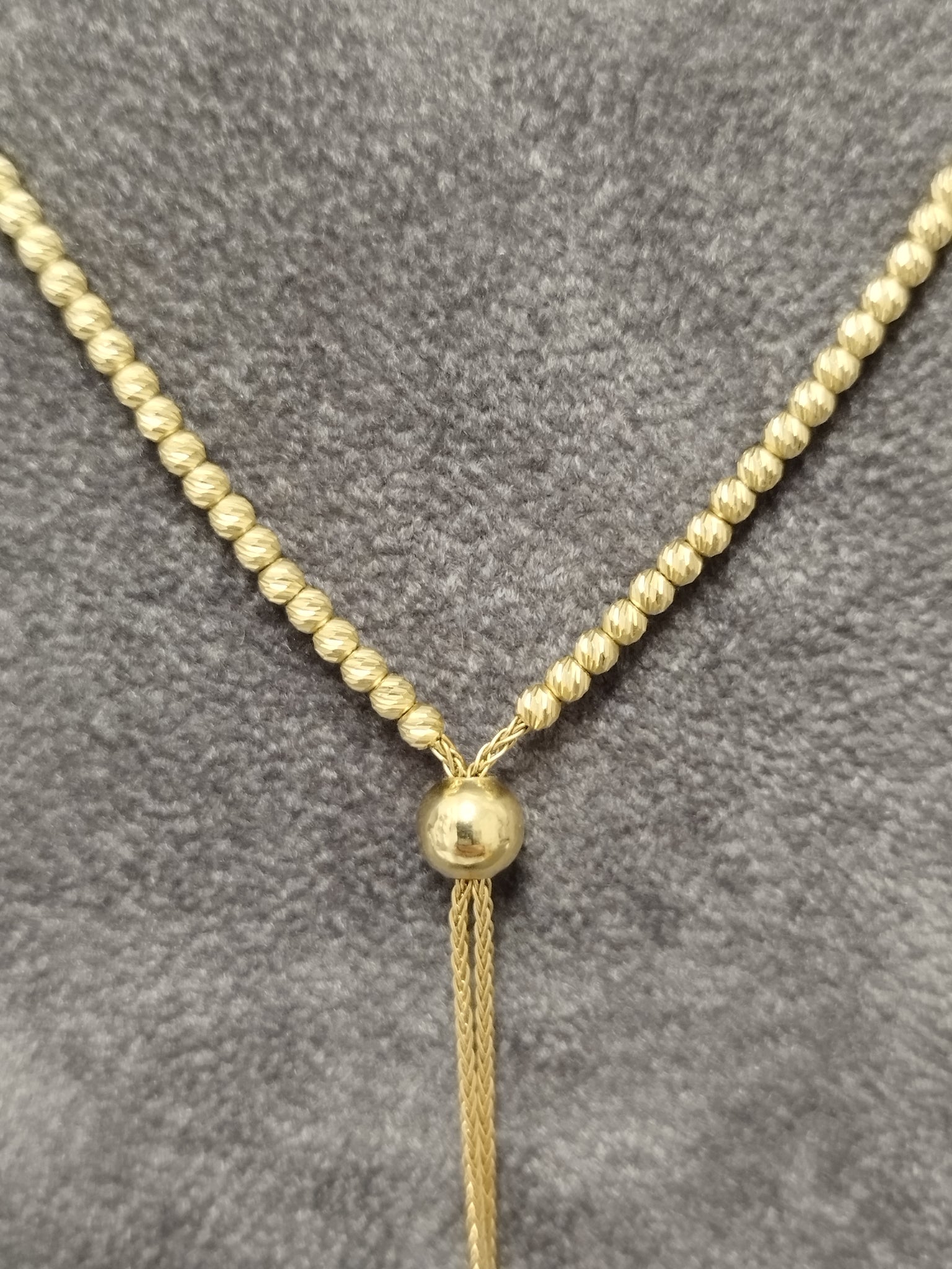 14ct Yellow Gold Elegant Adjustable Tassel Necklace