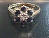 9ct Yellow Gold Ring With Clear And Blue/Black Stones - 1.9G - Size O. Hallmarked