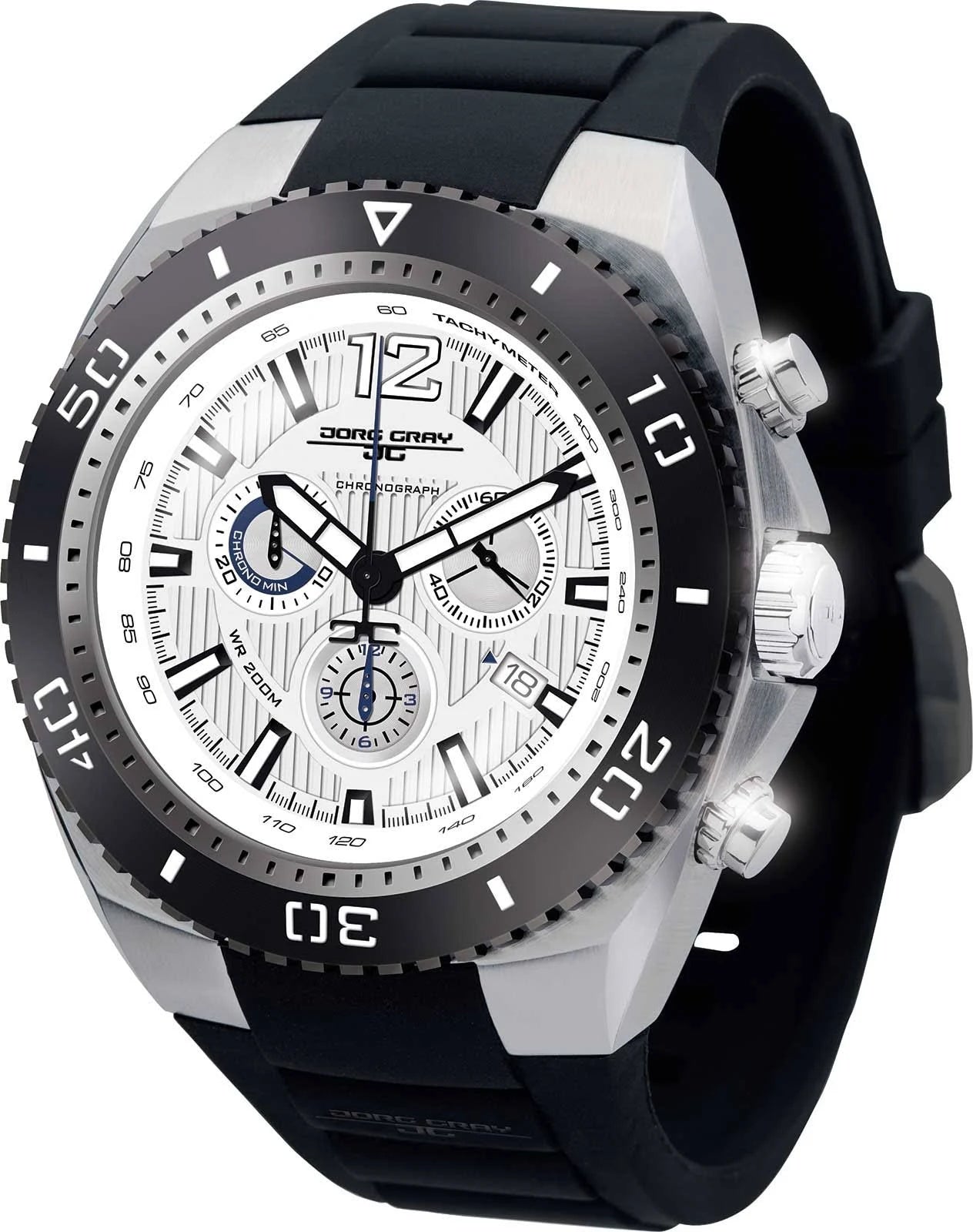 Jorg Gray JG9700-22 White w/ Silver Chronograph Watch