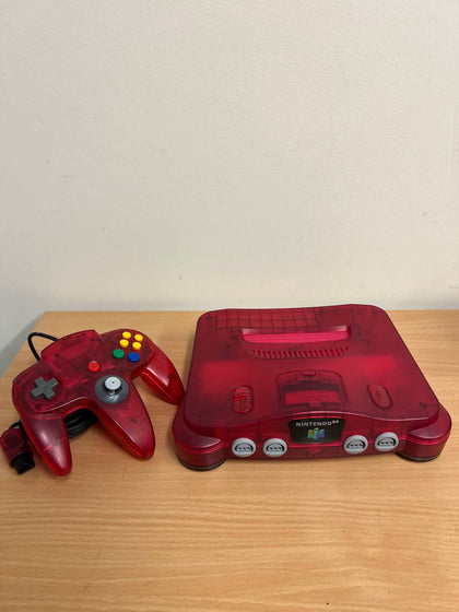 Nintendo 64 Watermelon Red Funtastic Video Game Console & Game N64 - Rare