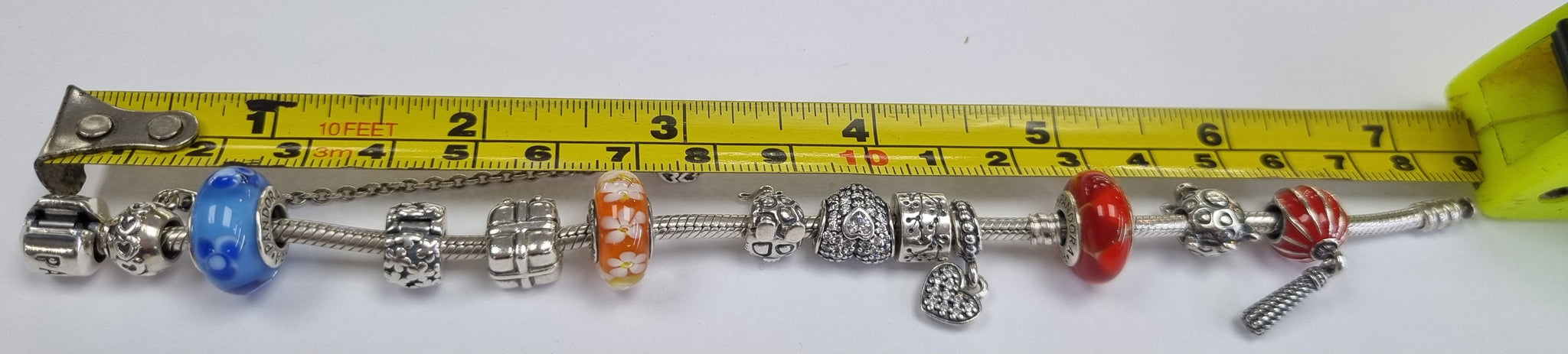 Pandora Snake Bracelet 19cm with 12 charms