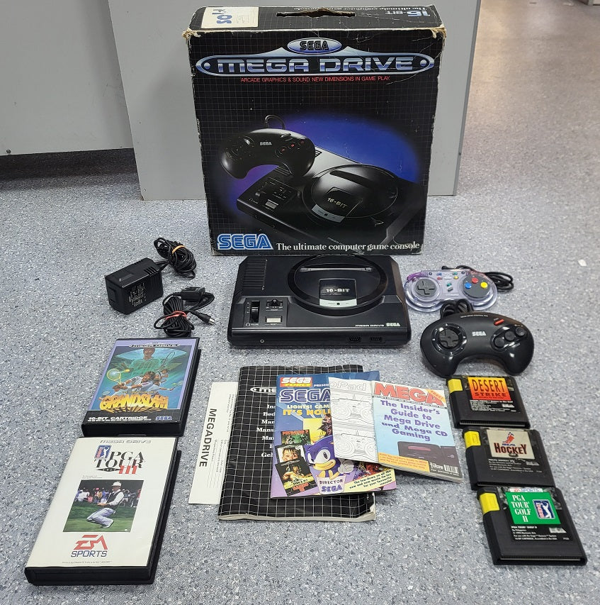 Sega Mega Drive Console with 2 controllers and games - Boxed