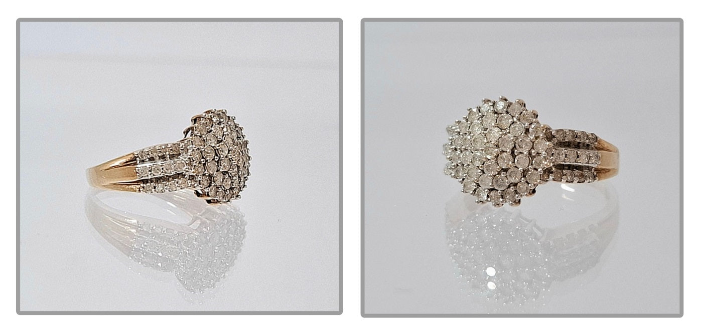 9 Carat Gold Diamond Cluster Ring Size P