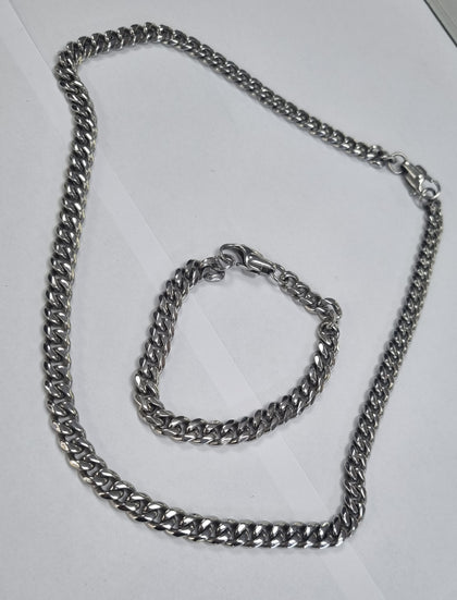 STAINLESS STEEL CHAIN AND BRACELET SET LEYLAND