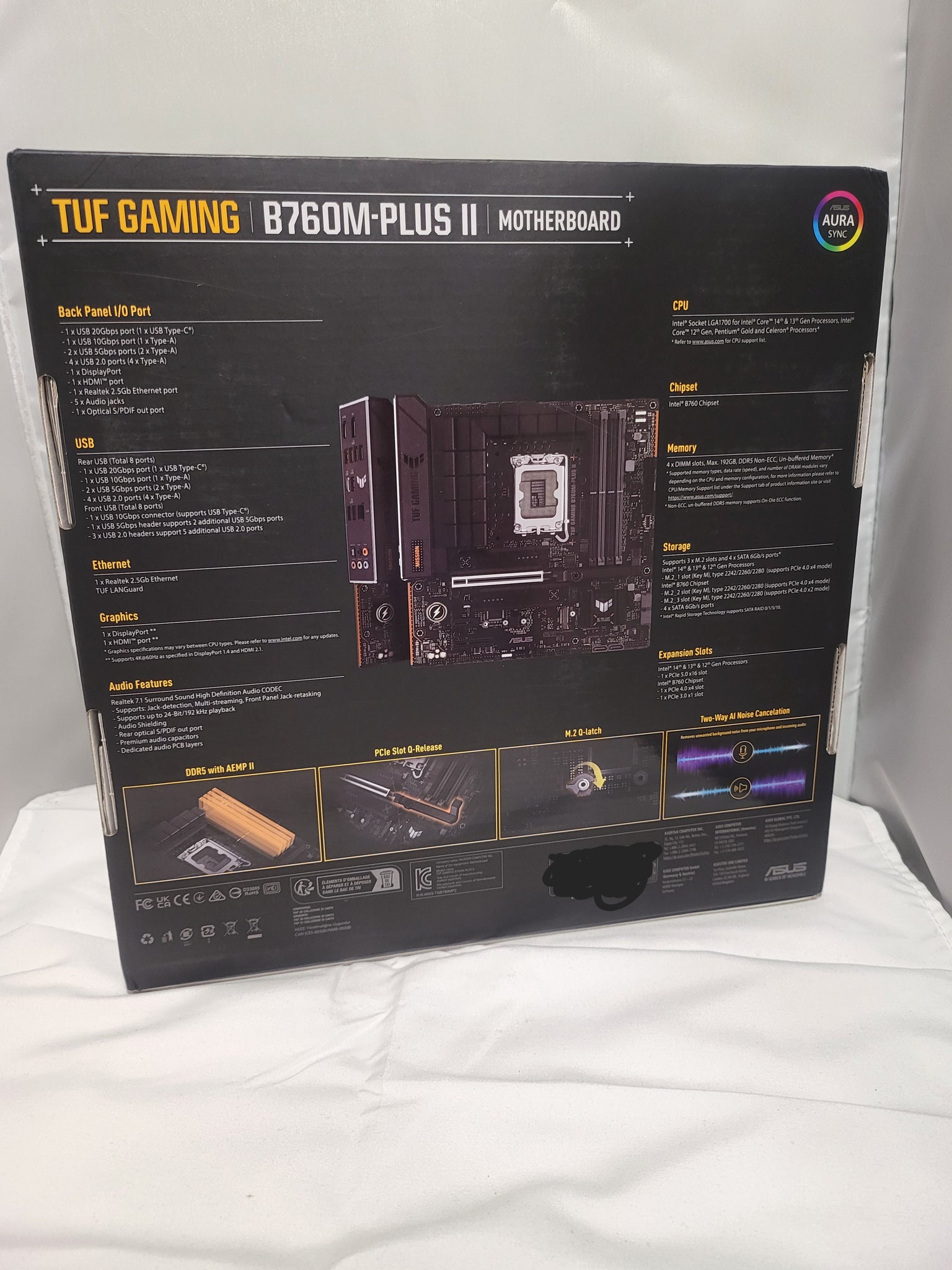 ASUS TUF Gaming B760M-PLUS II mATX Motherboard for Intel LGA1700 CPUs