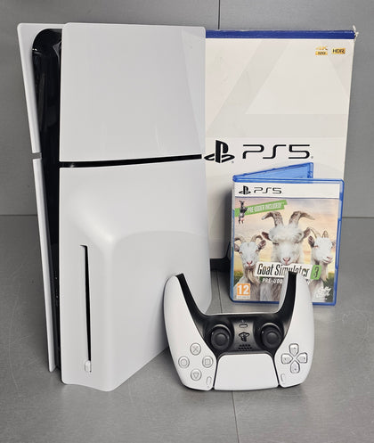 Playstation 5 Slim Disc Console, 1TB, White + 1 Game **Boxed**