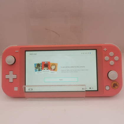 Nintendo Switch Lite Console, 32GB Isabelle Aloha Coral Pink, (No DL) Unboxed with charger and loose game(Animal Crossing)