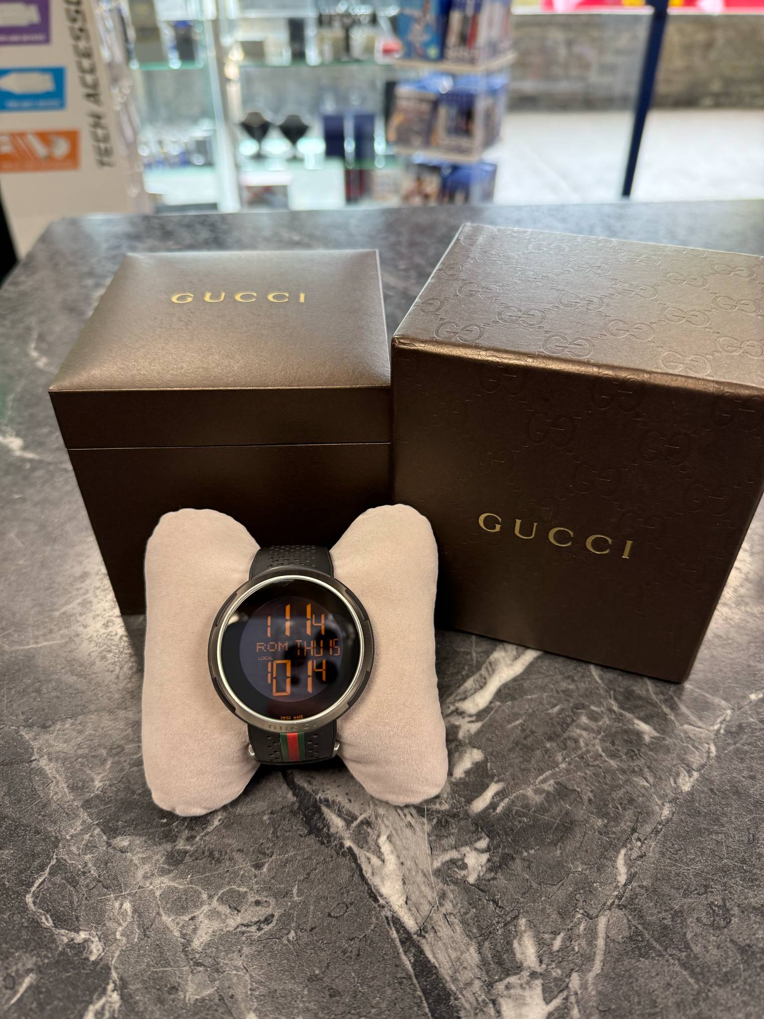 Gucci I-Gucci Digital Watch Black (Green, Red) Strap - YA114207
