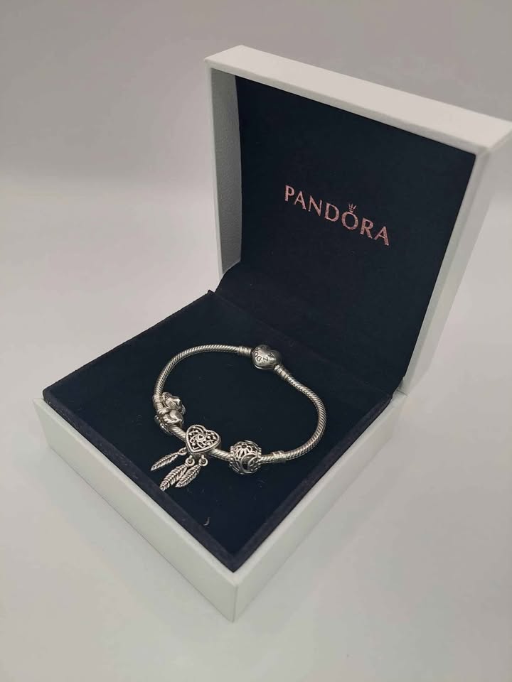 (925 ALE Hallmarked&Tested), Pandora Bracelet With Koala, DreamCatcher And Sun/Moon Charms, Boxed