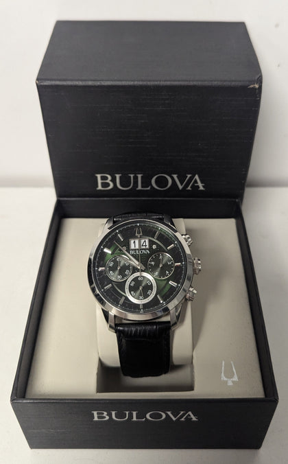 Bulova Men's Sutton - 96B310 , 22mm Genuine Leather Adjustable Strap