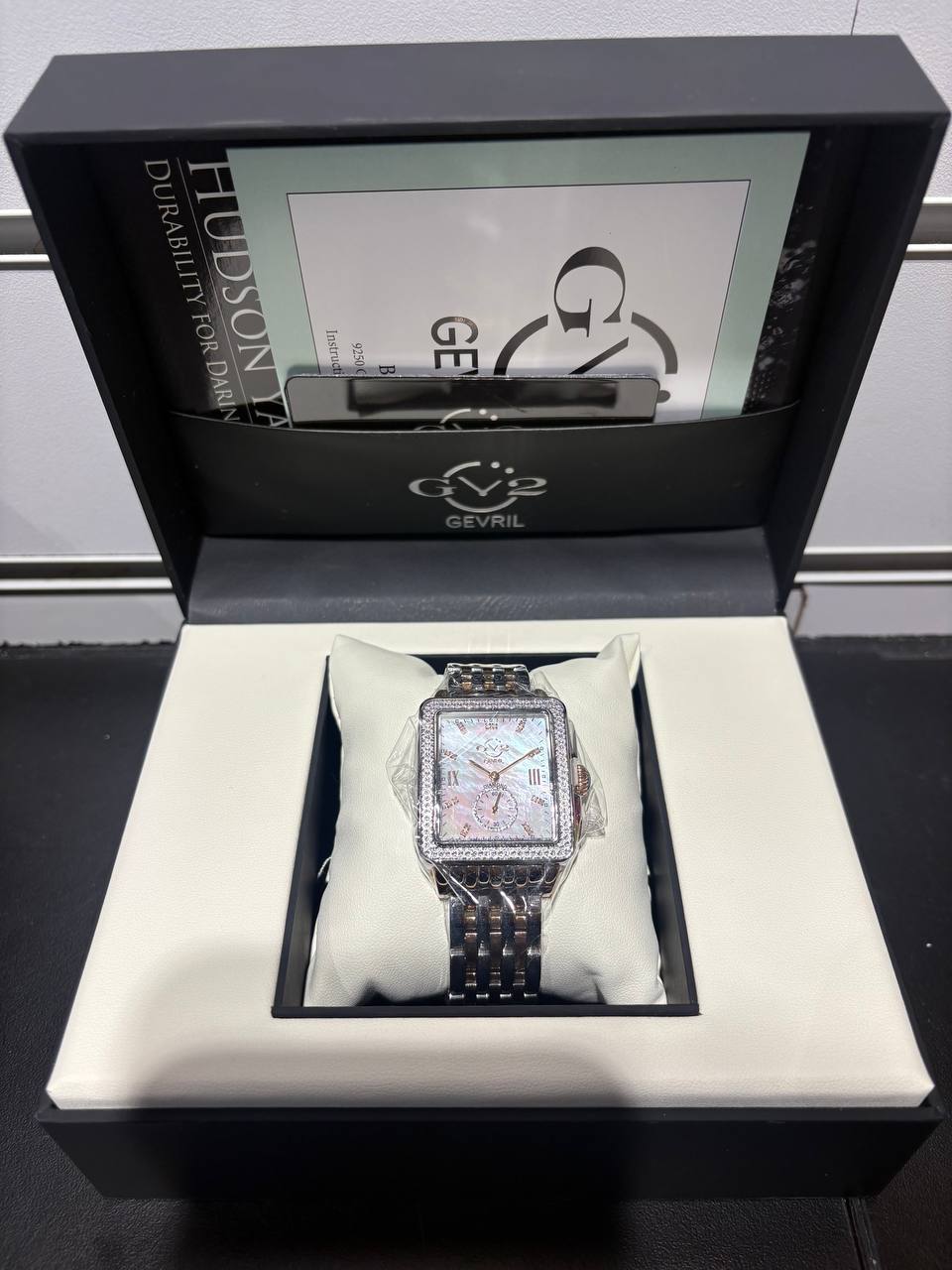 GV2 by Gevril Women's 9254B Bari Diamond MOP Dial Two/Tone Swiss Quartz Watch