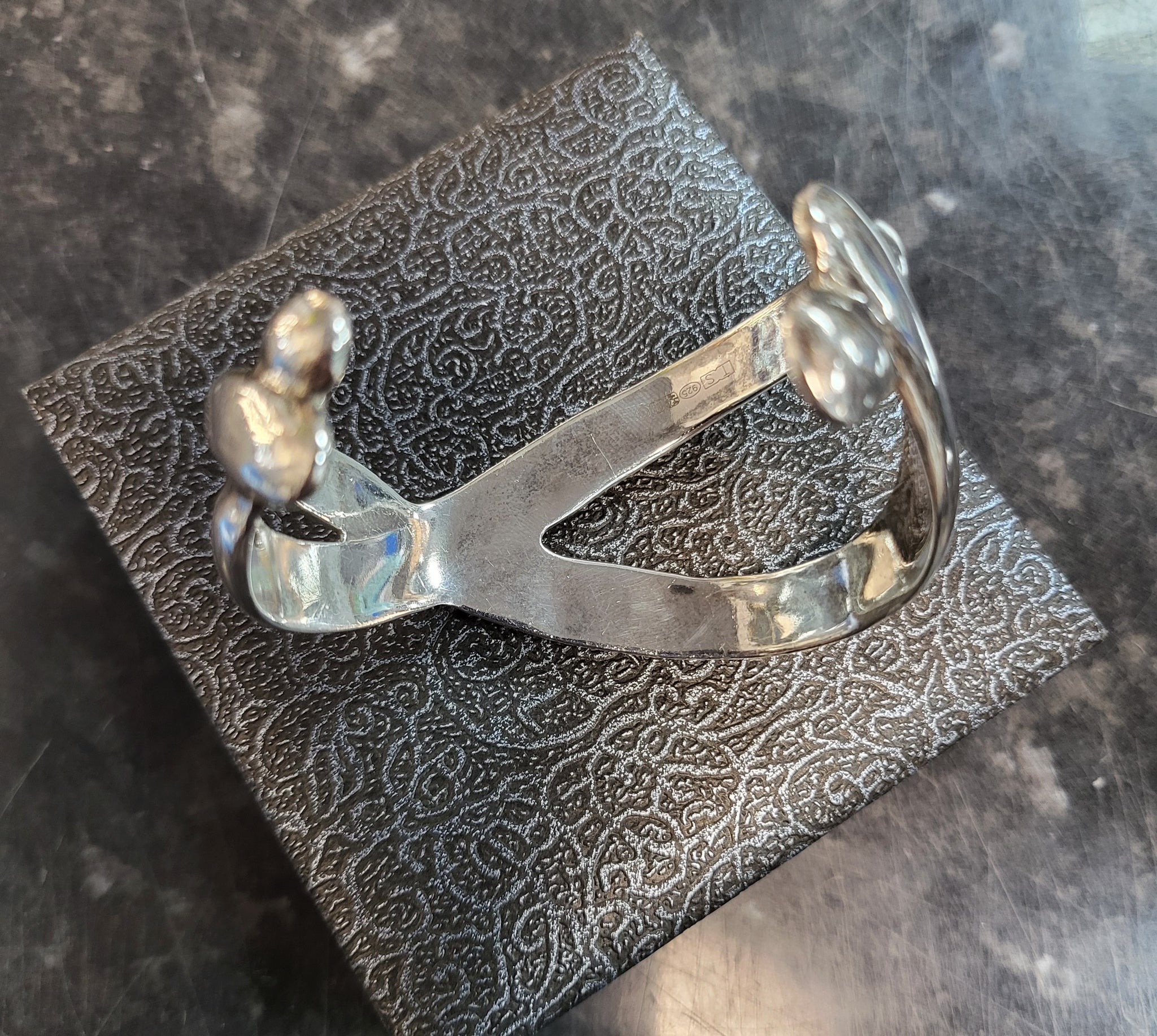 Silver Abstract Cuff Bangle - 33.3g