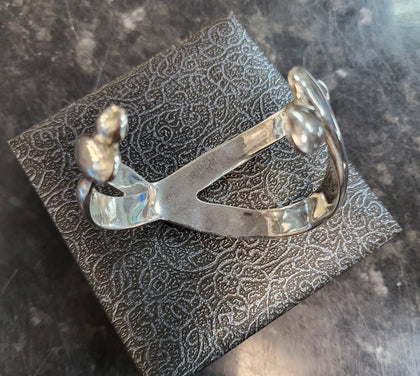 Silver Abstract Cuff Bangle - 33.3g