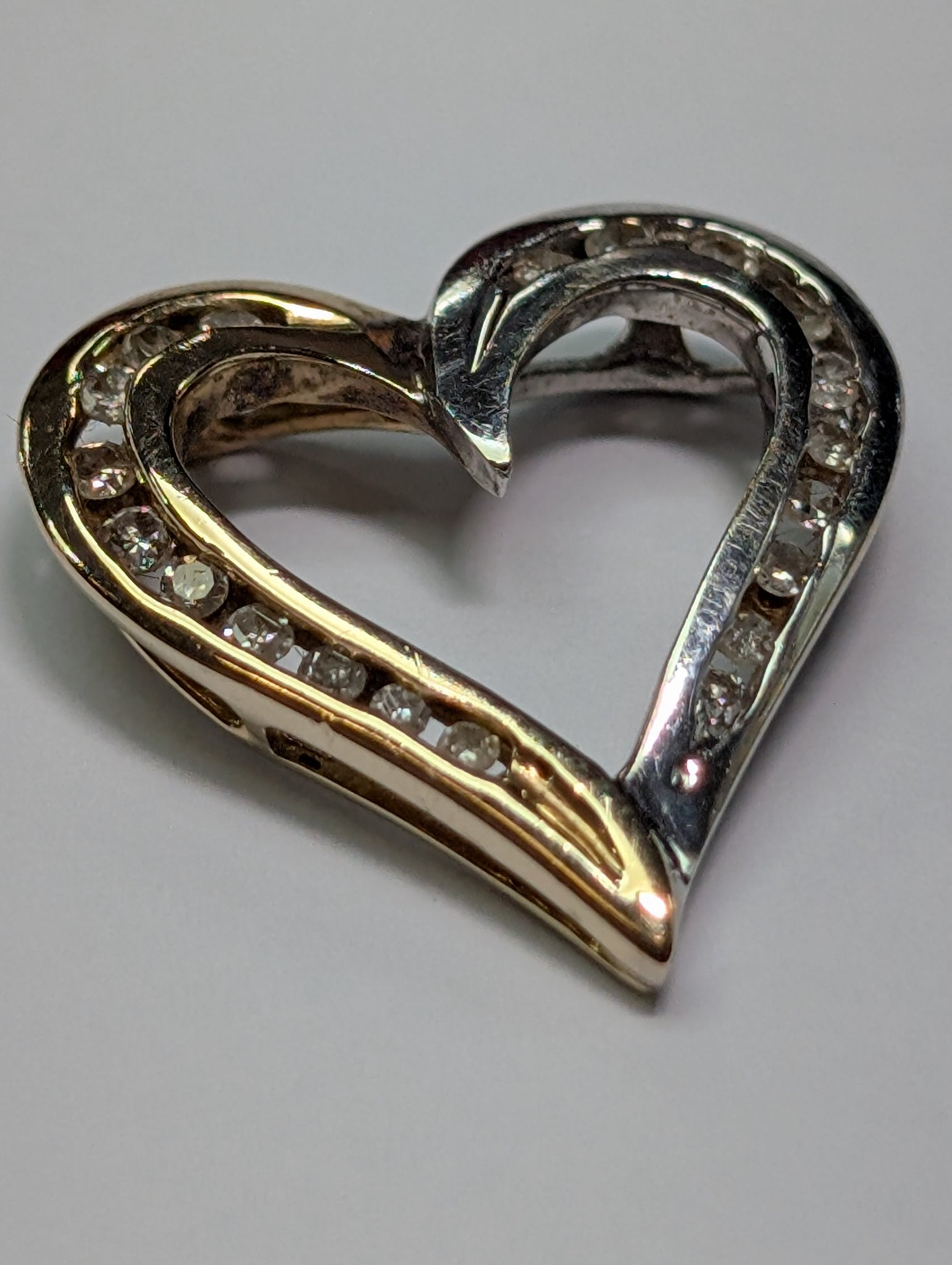 9ct Yellow & White Gold Diamond Heart Pendant